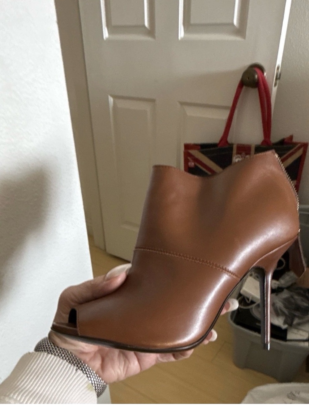 Burberry Brown Open-Toe Stiletto Ankle Booties